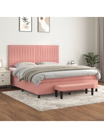 Boxspringbett mit Matratze Rosa 180x200 cm Samt