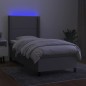 Boxspringbett mit Matratze & LED Hellgrau 90x190 cm Stoff