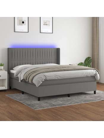 Boxspringbett mit Matratze & LED Dunkelgrau 160x200 cm Stoff