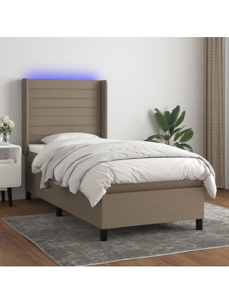 Boxspringbett mit Matratze & LED Taupe 100x200 cm Stoff