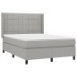 Boxspringbett mit Matratze & LED Hellgrau 140x190 cm Stoff