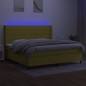 Boxspringbett mit Matratze & LED Grün 200x200 cm Stoff