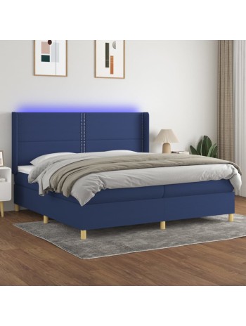 Boxspringbett mit Matratze & LED Blau 200x200 cm Stoff