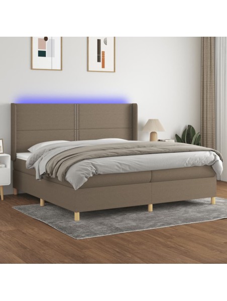 Boxspringbett mit Matratze & LED Taupe 200x200 cm Stoff