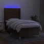 Boxspringbett mit Matratze & LED Dunkelbraun 100x200 cm Stoff