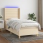 Boxspringbett mit Matratze & LED Creme 90x190 cm Stoff