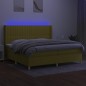 Boxspringbett mit Matratze & LED Grün 200x200 cm Stoff