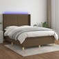 Boxspringbett mit Matratze & LED Dunkelbraun 140x200 cm Stoff