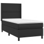 Boxspringbett mit Matratze & LED Schwarz 90x190 cm Kunstleder