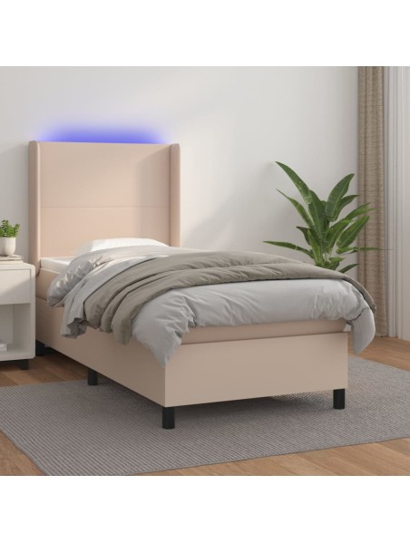 Boxspringbett mit Matratze & LED Cappuccino-Braun 80x200cm