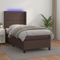 Boxspringbett mit Matratze & LED Braun 90x200 cm Kunstleder