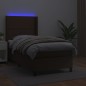 Boxspringbett mit Matratze & LED Braun 90x200 cm Kunstleder