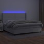 Boxspringbett mit Matratze & LED Weiß 200x200 cm Kunstleder