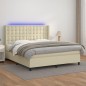 Boxspringbett mit Matratze & LED Creme 180x200 cm Kunstleder