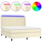 Boxspringbett mit Matratze & LED Creme 180x200 cm Kunstleder