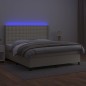 Boxspringbett mit Matratze & LED Creme 180x200 cm Kunstleder