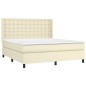 Boxspringbett mit Matratze & LED Creme 180x200 cm Kunstleder