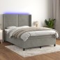 Boxspringbett mit Matratze & LED Hellgrau 140x200 cm Samt