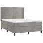 Boxspringbett mit Matratze & LED Hellgrau 140x200 cm Samt