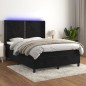 Boxspringbett mit Matratze & LED Schwarz 140x200 cm Samt