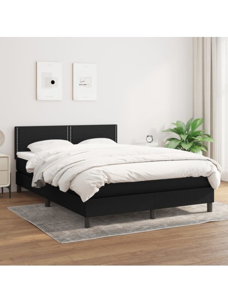 Boxspringbett mit Matratze Schwarz 140x200 cm Stoff