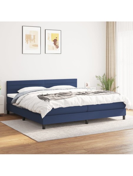 Boxspringbett mit Matratze Blau 200x200 cm Stoff