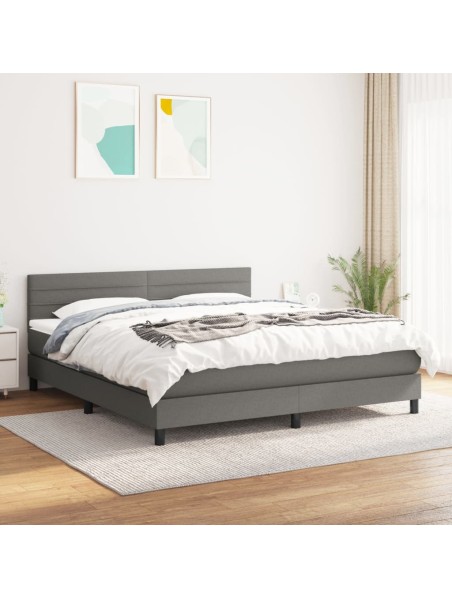 Boxspringbett mit Matratze Dunkelgrau 160x200 cm Stoff