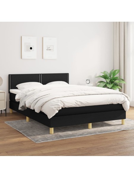 Boxspringbett mit Matratze Schwarz 140x190 cm Stoff