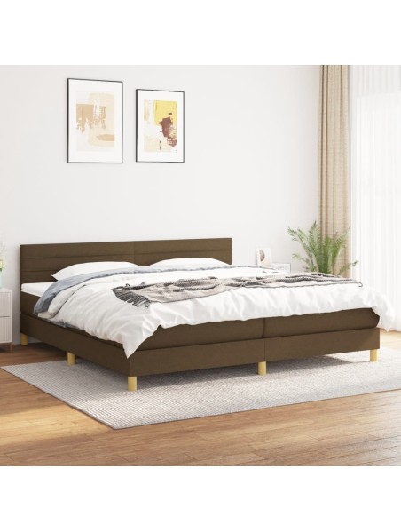 Boxspringbett mit Matratze Dunkelbraun 200x200 cm Stoff