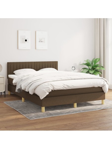 Boxspringbett mit Matratze Dunkelbraun 140x190 cm Stoff