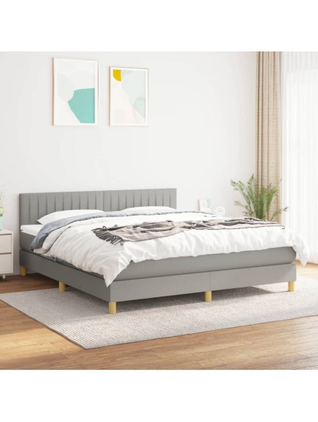 Boxspringbett mit Matratze Hellgrau 160x200 cm Stoff