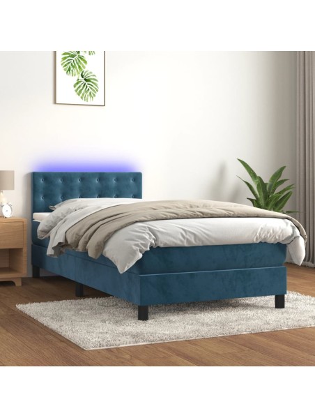 Boxspringbett mit Matratze & LED Dunkelblau 80x200 cm Samt