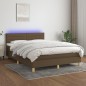 Boxspringbett mit Matratze & LED Dunkelbraun 140x190 cm Stoff