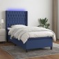 Boxspringbett mit Matratze & LED Blau 80x200 cm Stoff