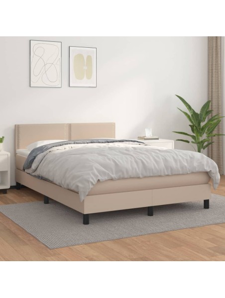 Boxspringbett Matratze Cappuccino-Braun 140x200cm Kunstleder