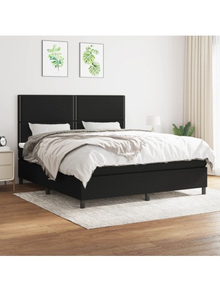 Boxspringbett mit Matratze Schwarz 180x200 cm Stoff