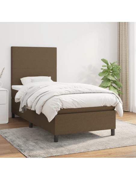 Boxspringbett mit Matratze Dunkelbraun 90x190 cm Stoff