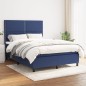 Boxspringbett mit Matratze Blau 140x200 cm Stoff