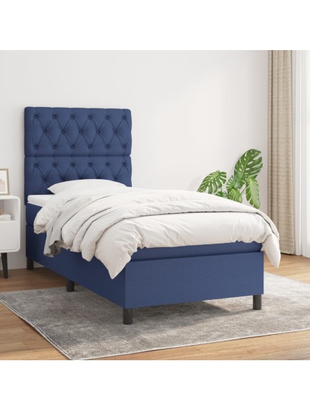 Boxspringbett mit Matratze Blau 80x200 cm Stoff