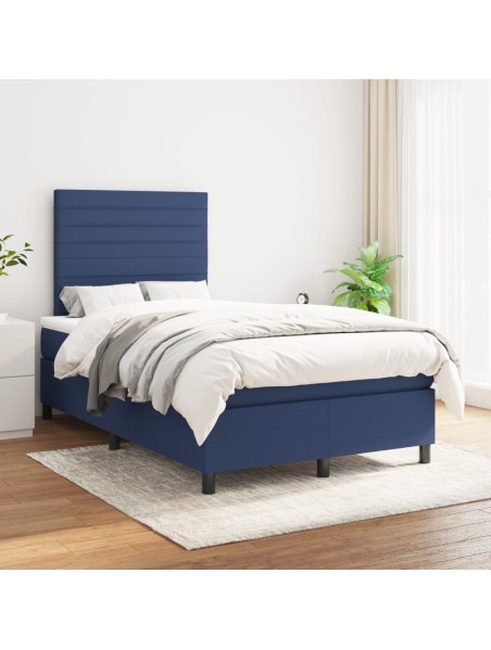 Boxspringbett mit Matratze Blau 120x200 cm Stoff