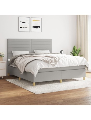 Boxspringbett mit Matratze Hellgrau 180x200 cm Stoff