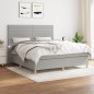 Boxspringbett mit Matratze Hellgrau 180x200 cm Stoff