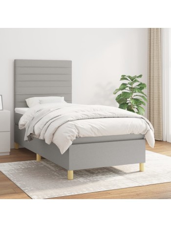 Boxspringbett mit Matratze Hellgrau 90x190 cm Stoff