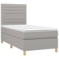 Boxspringbett mit Matratze Hellgrau 90x190 cm Stoff