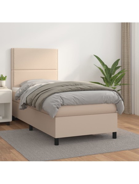 Boxspringbett mit Matratze Cappuccino-Braun 80x200cm Kunstleder