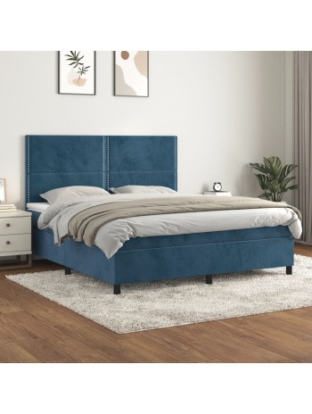 Boxspringbett mit Matratze Dunkelblau 180x200 cm Samt