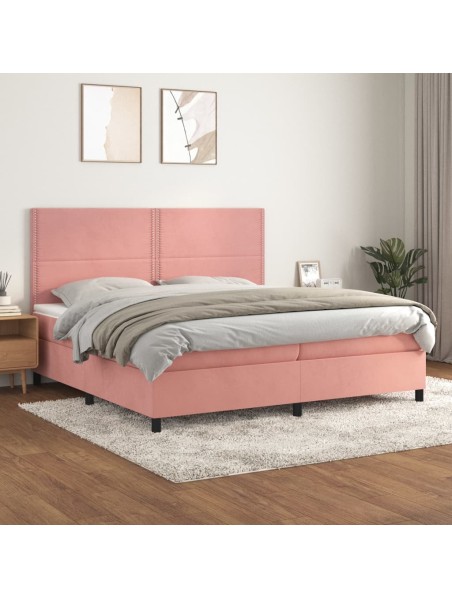 Boxspringbett mit Matratze Rosa 200x200 cm Samt