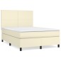 Boxspringbett mit Matratze Creme 140x190 cm Kunstleder