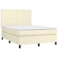 Boxspringbett mit Matratze Creme 140x190 cm Kunstleder