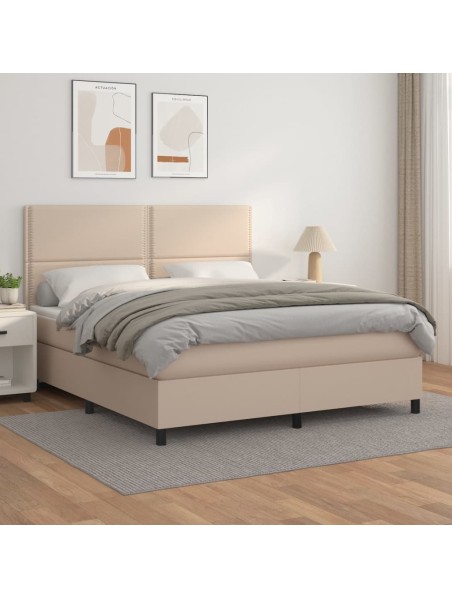 Boxspringbett Matratze Cappuccino-Braun 160x200 cm Kunstleder